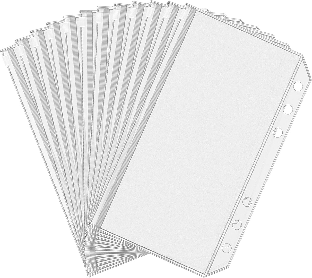 12pcs A6 Size Binder Pockets 6 Holes Budget Cash Envelopes (Clear)